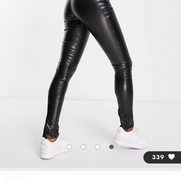 LAST ONE! ASYOU WOMENS ZIP HEM FAUX LEATHER LEGGINGS - Picture 2 of 7